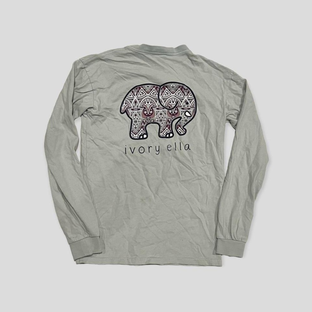 IVORY ELLA BABY BLUE LOGO CREWNECK LONG SLEEVE TEE SHIRT XS